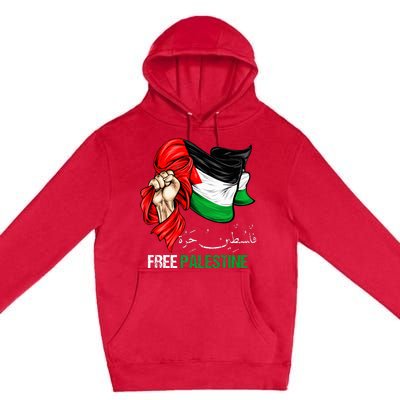 Free Palestine Arabic Palestine Flag Premium Pullover Hoodie