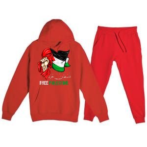 Free Palestine Arabic Palestine Flag Premium Hooded Sweatsuit Set