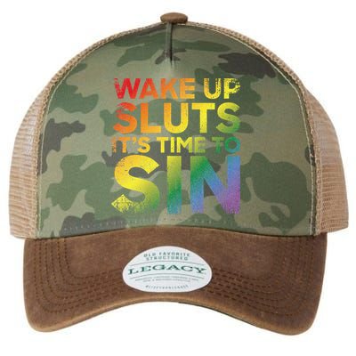 Funny Pride Adult Wake Up Sluts Its Time To Sin Lgbtq Legacy Tie Dye Trucker Hat