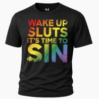 Funny Pride Adult Wake Up Sluts Its Time To Sin Lgbtq Cooling Performance Crew T-Shirt