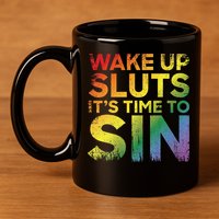 Funny Pride Adult Wake Up Sluts Its Time To Sin Lgbtq 11oz C Handle Ceramic Mug