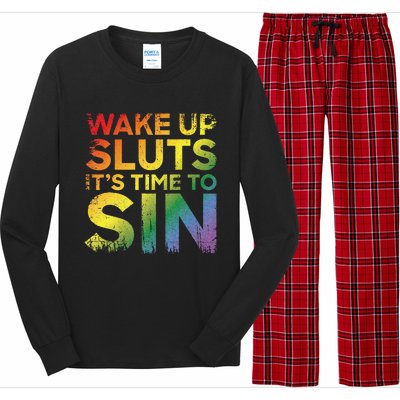 Funny Pride Adult Wake Up Sluts Its Time To Sin Lgbtq Long Sleeve Pajama Set