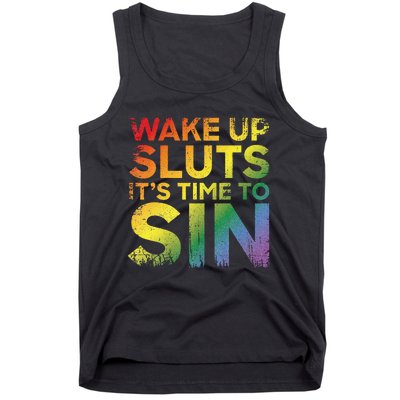 Funny Pride Adult Wake Up Sluts Its Time To Sin Lgbtq Tank Top