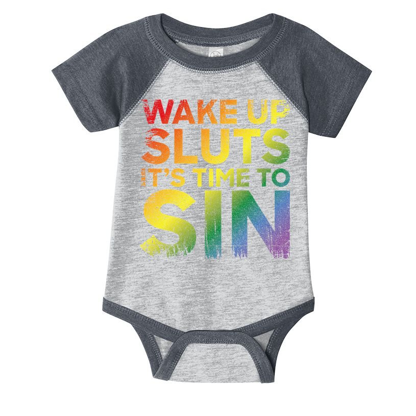 Funny Pride Adult Wake Up Sluts Its Time To Sin Lgbtq Infant Baby Jersey Bodysuit