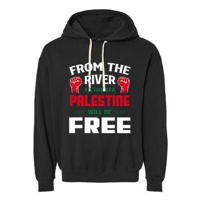 Free Palestine Arabic Support Palestine And Keffiyeh Palestine Garment-Dyed Fleece Hoodie