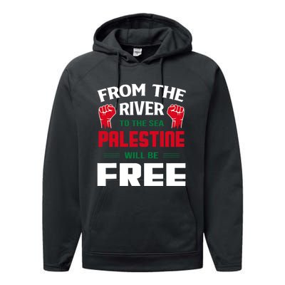 Free Palestine Arabic Support Palestine And Keffiyeh Palestine Performance Fleece Hoodie