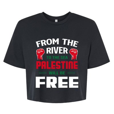 Free Palestine Arabic Support Palestine And Keffiyeh Palestine Bella+Canvas Jersey Crop Tee