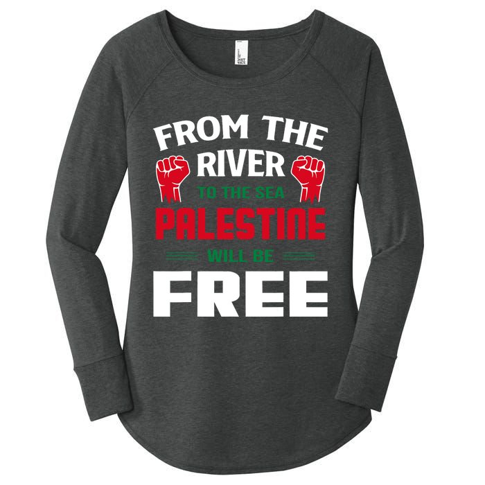 Free Palestine Arabic Support Palestine And Keffiyeh Palestine Women's Perfect Tri Tunic Long Sleeve Shirt