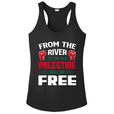 Free Palestine Arabic Support Palestine And Keffiyeh Palestine Ladies PosiCharge Competitor Racerback Tank