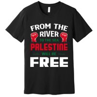 Free Palestine Arabic Support Palestine And Keffiyeh Palestine Premium T-Shirt