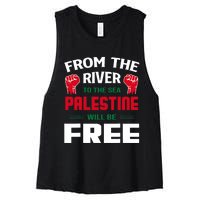 Free Palestine Arabic Support Palestine And Keffiyeh Palestine Women's Racerback Cropped Tank