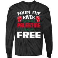 Free Palestine Arabic Support Palestine And Keffiyeh Palestine Tie-Dye Long Sleeve Shirt