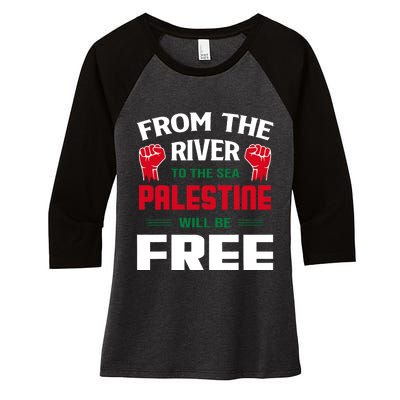 Free Palestine Arabic Support Palestine And Keffiyeh Palestine Women's Tri-Blend 3/4-Sleeve Raglan Shirt