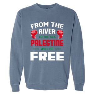 Free Palestine Arabic Support Palestine And Keffiyeh Palestine Garment-Dyed Sweatshirt