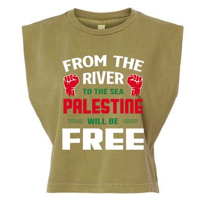 Free Palestine Arabic Support Palestine And Keffiyeh Palestine Garment-Dyed Women's Muscle Tee