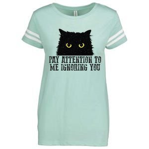 Funny Pay Attention To Me Ignoring You Black Cats Lovers Mom Enza Ladies Jersey Football T-Shirt