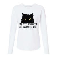 Funny Pay Attention To Me Ignoring You Black Cats Lovers Mom Womens Cotton Relaxed Long Sleeve T-Shirt