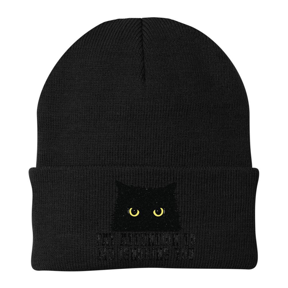 Funny Pay Attention To Me Ignoring You Black Cats Lovers Mom Beanie