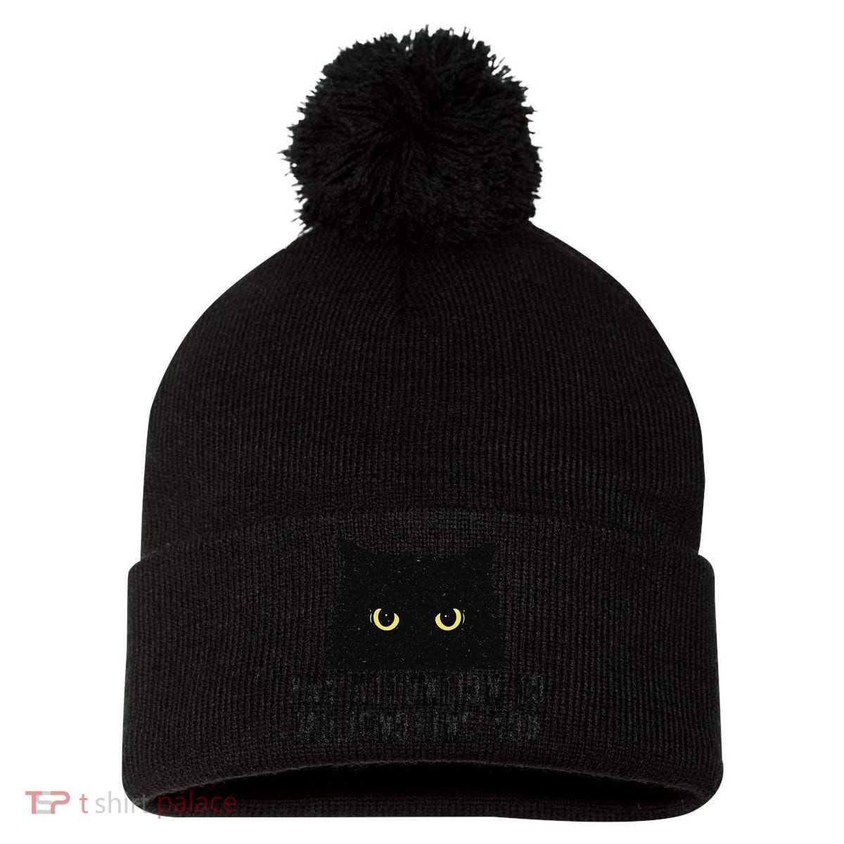 Funny Pay Attention To Me Ignoring You Black Cats Lovers Mom Pom Pom 12in Knit Beanie