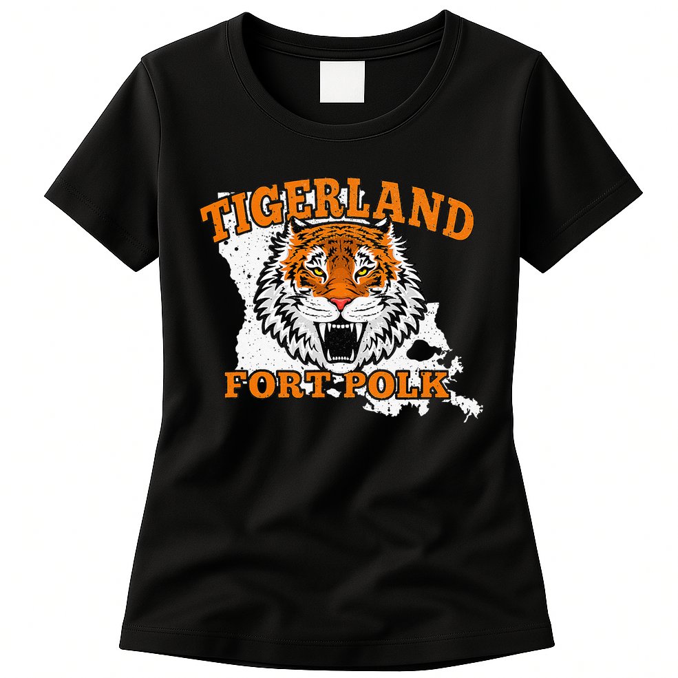 Fort Polk Alumni Louisiana La Tigerland Veterans Vintage Womens T-Shirt