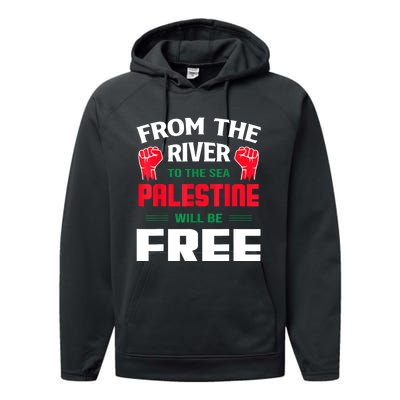 Free Palestine Arabic Support Palestine And Keffiyeh Palesti Performance Fleece Hoodie