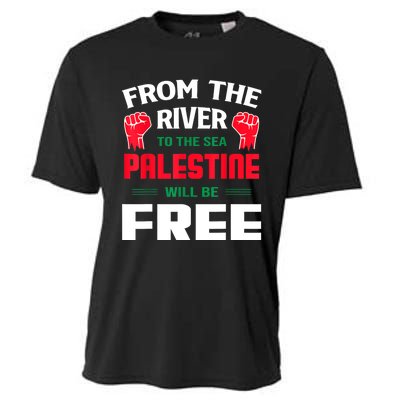 Free Palestine Arabic Support Palestine And Keffiyeh Palesti Cooling Performance Crew T-Shirt