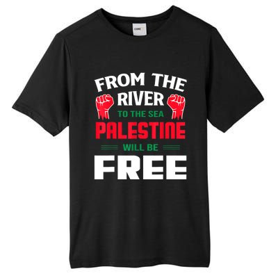 Free Palestine Arabic Support Palestine And Keffiyeh Palesti Tall Fusion ChromaSoft Performance T-Shirt