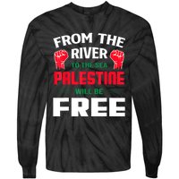 Free Palestine Arabic Support Palestine And Keffiyeh Palesti Tie-Dye Long Sleeve Shirt