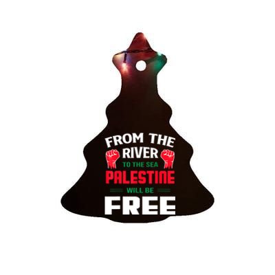 Free Palestine Arabic Support Palestine And Keffiyeh Palesti Ceramic Tree Ornament