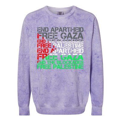 Free Palestine Arabic Palestine Gaza Jerusalem Support Flag Colorblast Crewneck Sweatshirt