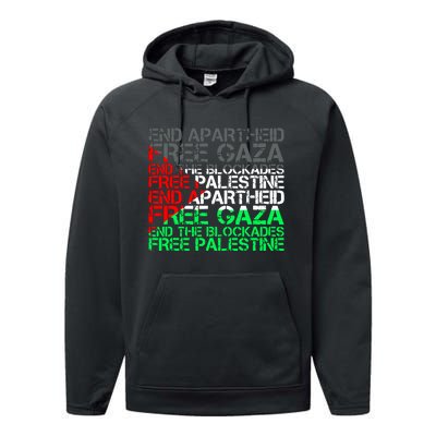 Free Palestine Arabic Palestine Gaza Jerusalem Support Flag Performance Fleece Hoodie