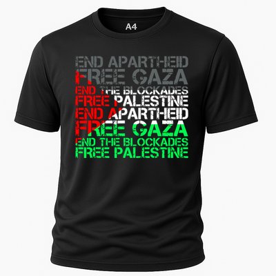 Free Palestine Arabic Palestine Gaza Jerusalem Support Flag Cooling Performance Crew T-Shirt