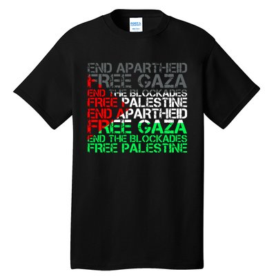 Free Palestine Arabic Palestine Gaza Jerusalem Support Flag Tall T-Shirt