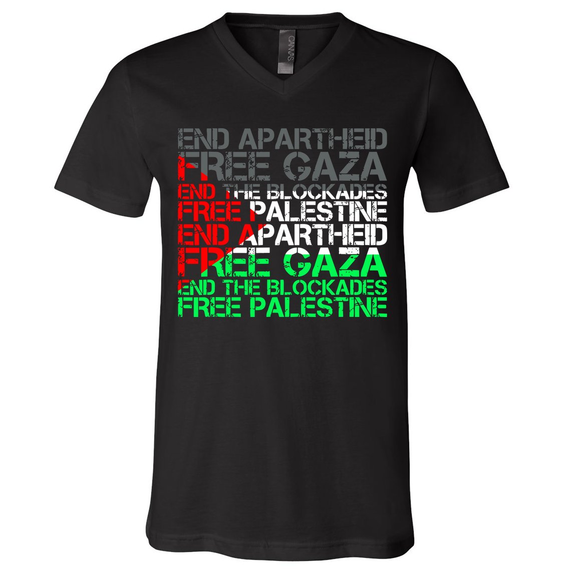 Free Palestine Arabic Palestine Gaza Jerusalem Support Flag V-Neck T-Shirt