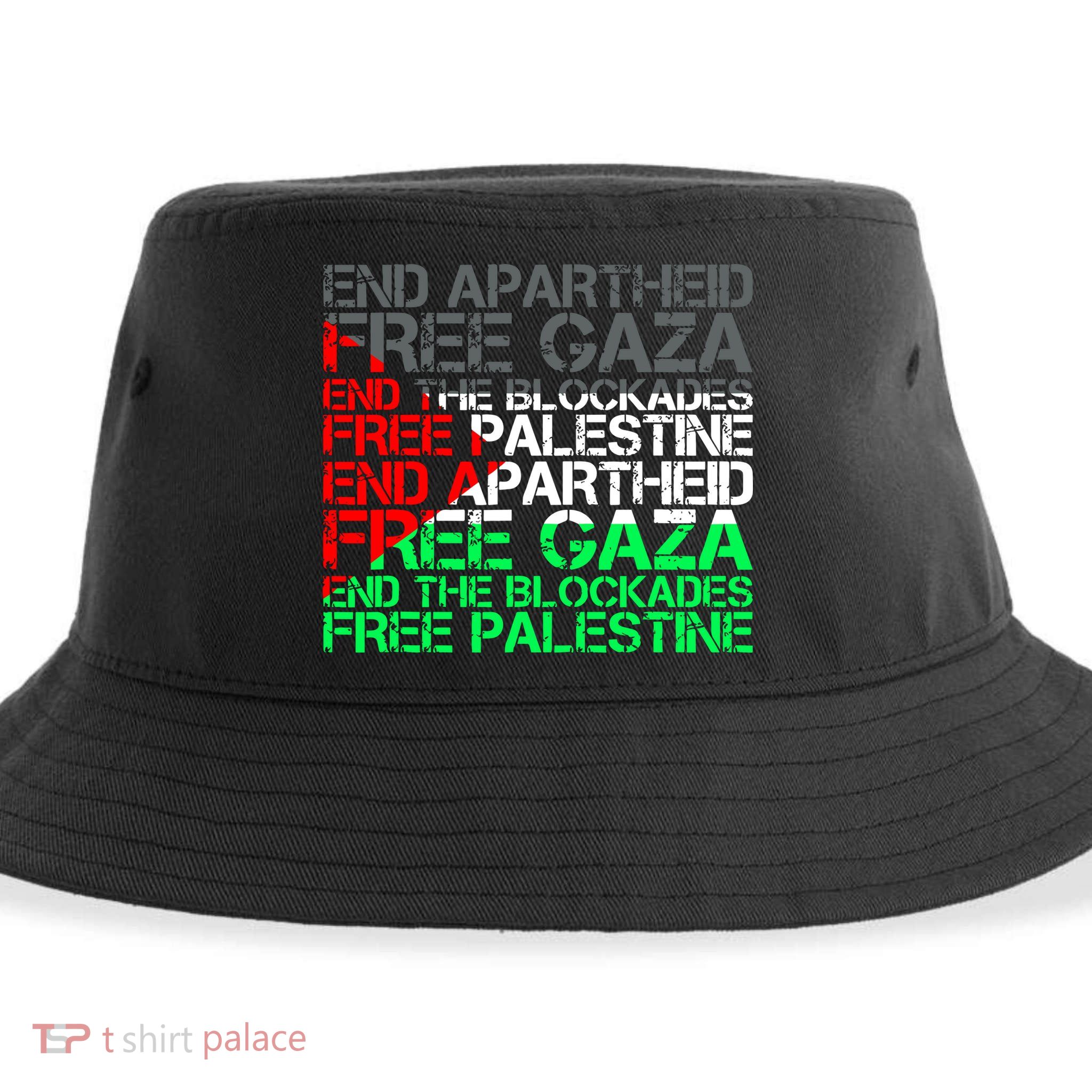 Free Palestine Arabic Palestine Gaza Jerusalem Support Flag Sustainable Bucket Hat