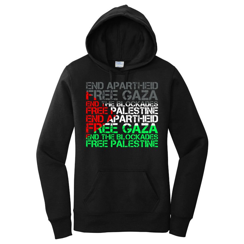 Free Palestine Arabic Palestine Gaza Jerusalem Support Flag Women's Pullover Hoodie
