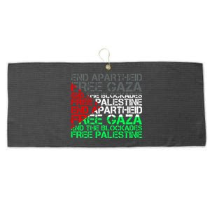 Free Palestine Arabic Palestine Gaza Jerusalem Support Flag Large Microfiber Waffle Golf Towel