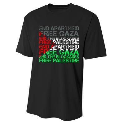 Free Palestine Arabic Palestine Gaza Jerusalem Support Flag Performance Sprint T-Shirt