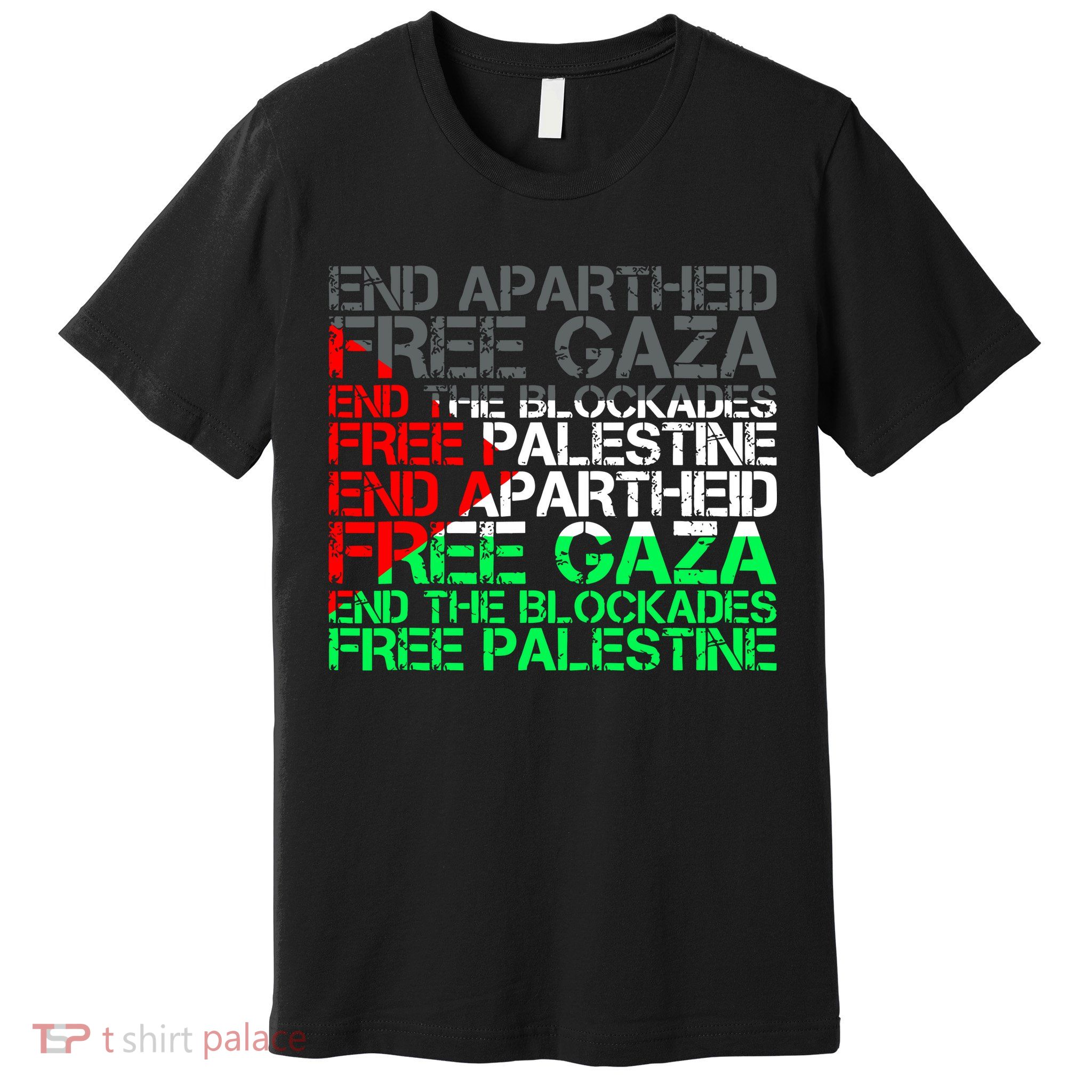 Free Palestine Arabic Palestine Gaza Jerusalem Support Flag Premium T-Shirt