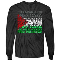 Free Palestine Arabic Palestine Gaza Jerusalem Support Flag Tie-Dye Long Sleeve Shirt