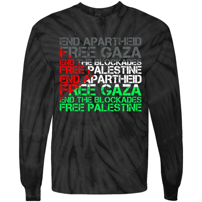 Free Palestine Arabic Palestine Gaza Jerusalem Support Flag Tie-Dye Long Sleeve Shirt