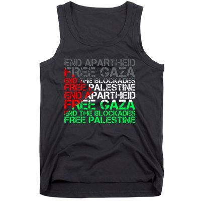 Free Palestine Arabic Palestine Gaza Jerusalem Support Flag Tank Top