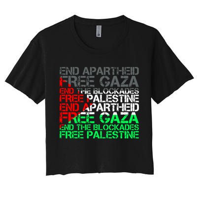 Free Palestine Arabic Palestine Gaza Jerusalem Support Flag Crop Top