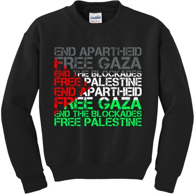 Free Palestine Arabic Palestine Gaza Jerusalem Support Flag Kids Sweatshirt