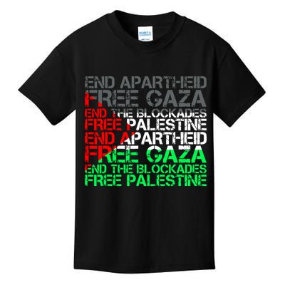 Free Palestine Arabic Palestine Gaza Jerusalem Support Flag Kids T-Shirt