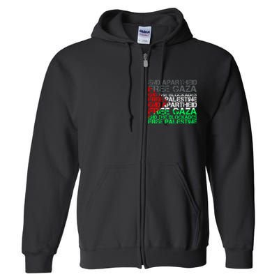 Free Palestine Arabic Palestine Gaza Jerusalem Support Flag Full Zip Hoodie