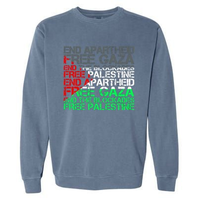 Free Palestine Arabic Palestine Gaza Jerusalem Support Flag Garment-Dyed Sweatshirt