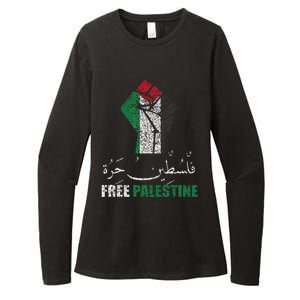 Free Palestine Arabic Support Palestine And Gaza Jerusalem Womens CVC Long Sleeve Shirt