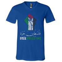 Free Palestine Arabic Support Palestine And Gaza Jerusalem V-Neck T-Shirt