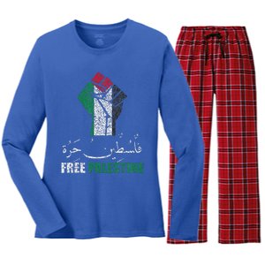 Free Palestine Arabic Support Palestine And Gaza Jerusalem Women's Long Sleeve Flannel Pajama Set 